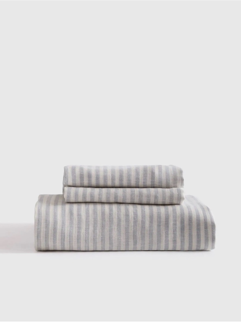 Quince European Linen Striped Sheet Set in Mist, Full
